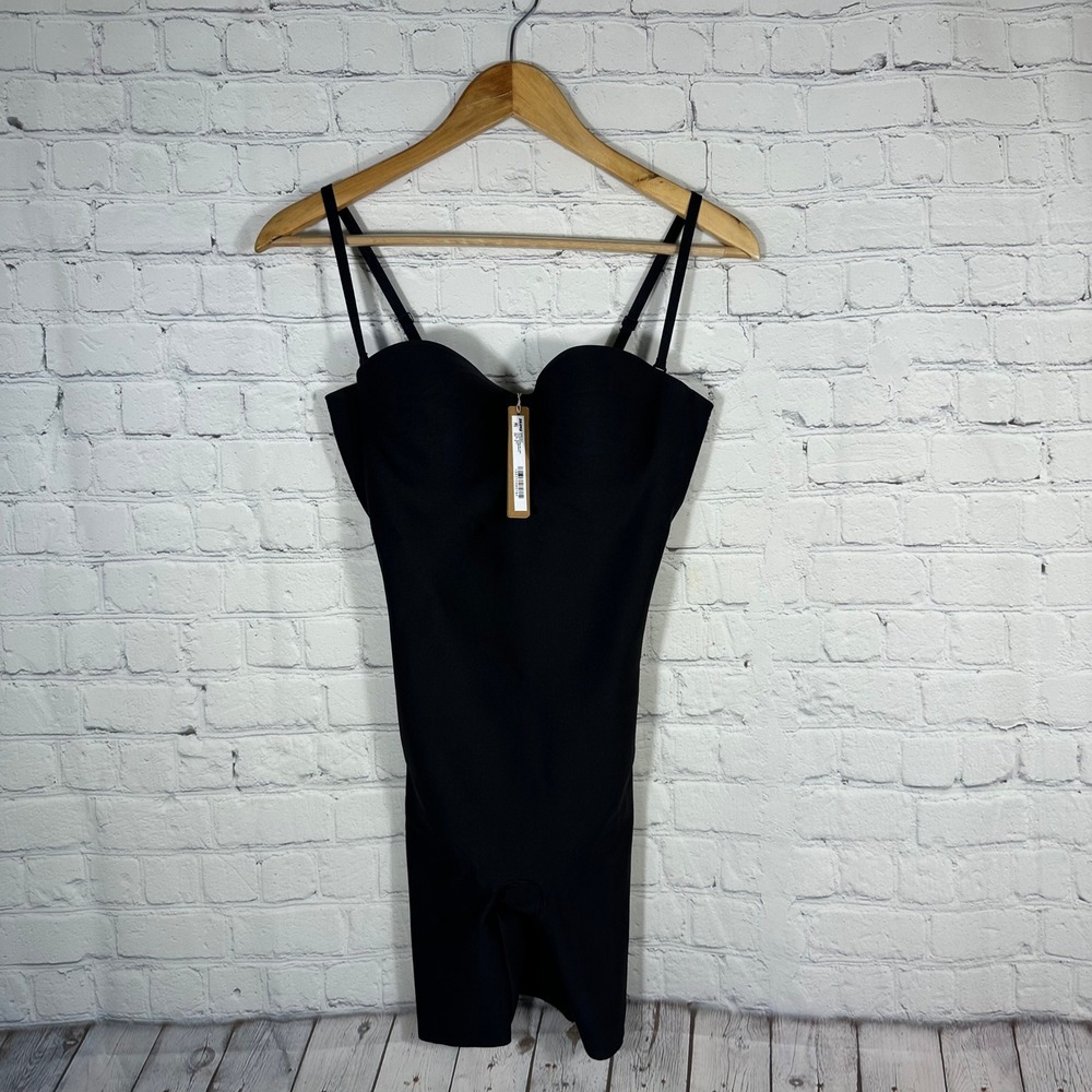 SKIMS Body CS Underwire Mid Thigh Bodysuit Onyx Black BD-ONS-9547W‎ Medium